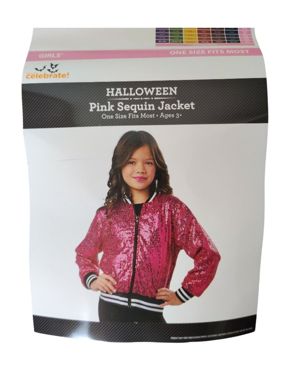 Way To Celebrate Halloween Pink Sequin Bomber Jacket Costume Girls One Size